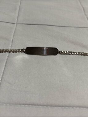 Unisex Sterling-Look ID Bracelet in Shiny Silver 950